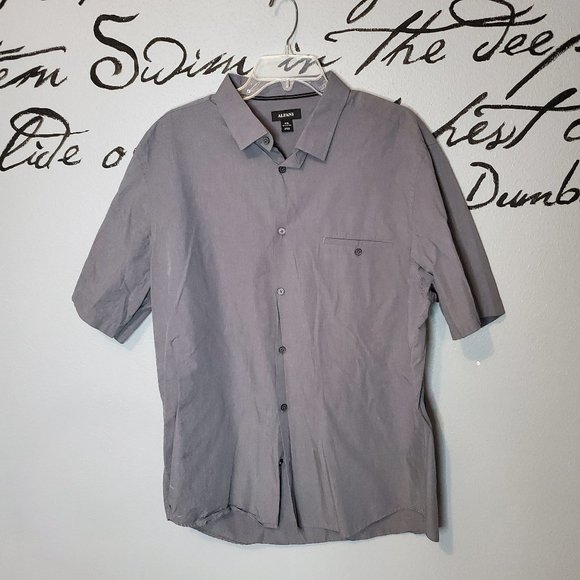 Alfani Men's Gray Button Up Short Sleeve Shirt, XXL - Picture 1 of 3